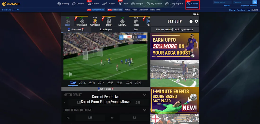 MozzartBet Kenya Virtual sports Screenshot